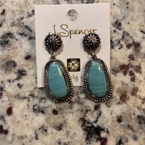 NWT J. Spencer Silver and Turquoise Earrings